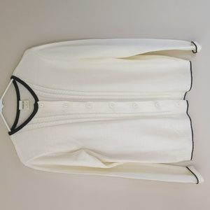 Bedford Fair Cardigan Button Up Acrylic Sweater MEDIUM Cream Black